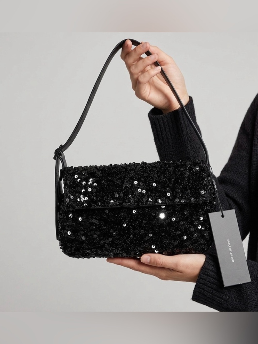 ❌SOLD❌Black Sequin Shoulder Bag - Nicole Miller